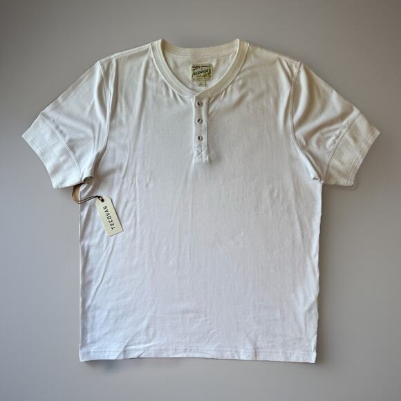 Tecovas Henley Shirt L White Short Sleeve Pima Cotton Western Goods NWT - Picture 1 of 9